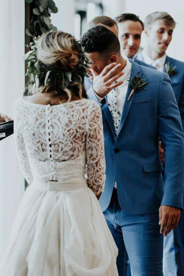 Two Piece 3/4 Sleeve Chiffon Wedding Dresses Wedding Dress (ZD16029)