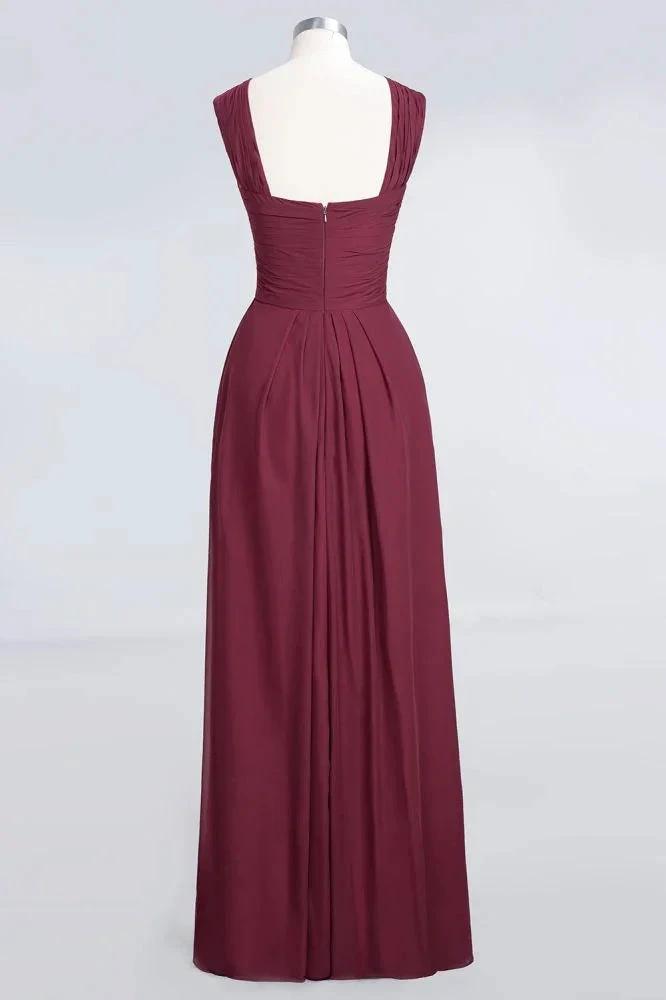 V-Neck Straps Sleeveless Floor-Length Bridesmaid Dress with Ruffles (ZD13103)