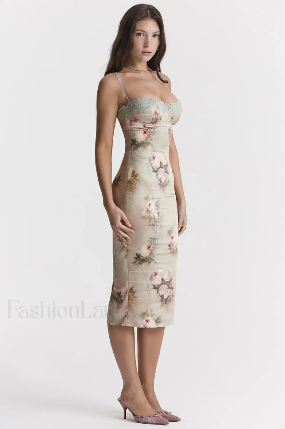 Venus Vintage Stylish Floral Midi Dress