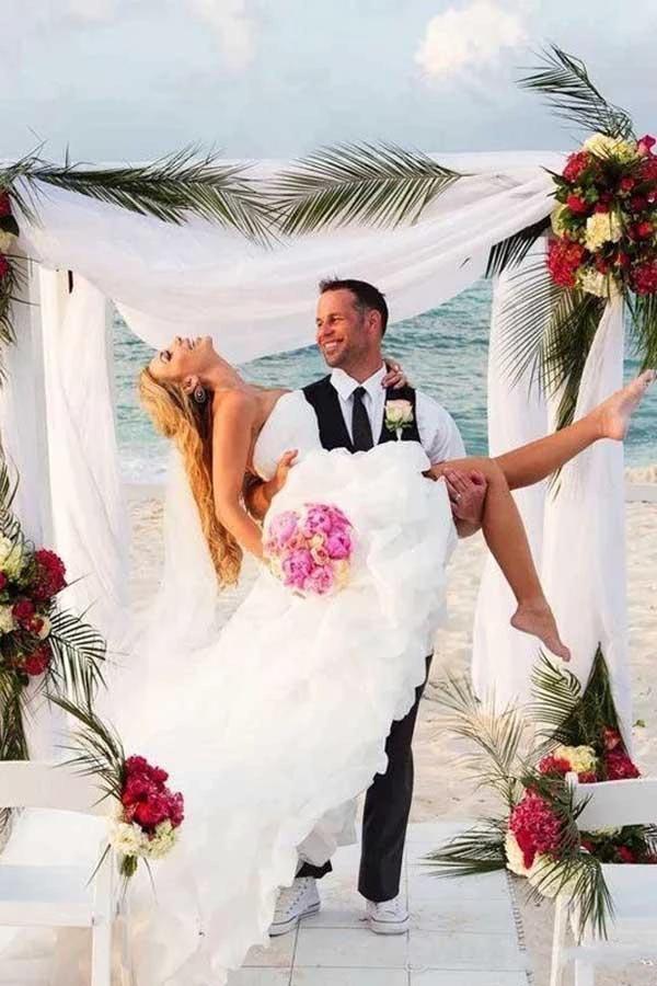 Vintage High Low Beach Weddign Dresses Strapless White Wedding Dresses (ZD15398)