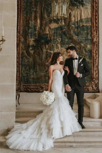 Vintage Mermaid Sleeveless Wedding Dresses With Lace (ZD14923)