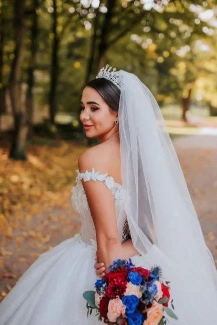 Vintage Princess Off-the-shoulder V-neck Sleeveless Lace Wedding Dresses (ZD14973)