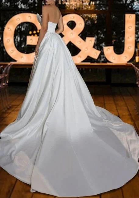 Vintage strapless mermaid sequined sleeveless satin Wedding Dresses (ZD16501)