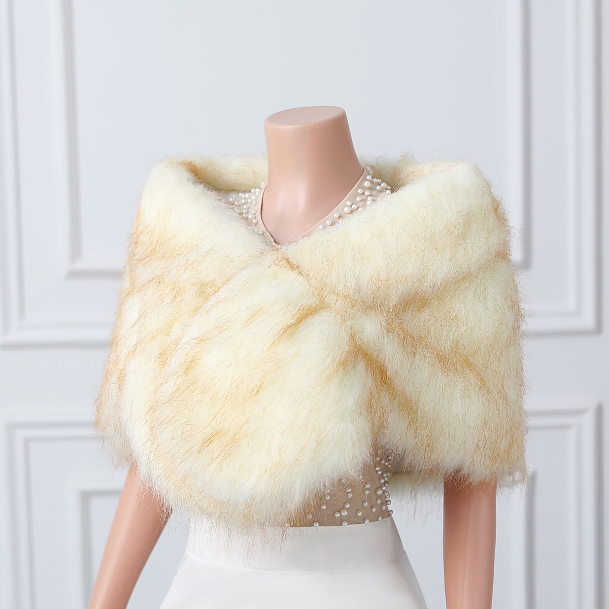 Warm Beige Ear Design Winter Wedding Shawl
