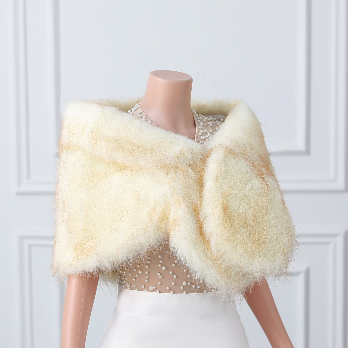 Warm Beige Ear Design Winter Wedding Shawl