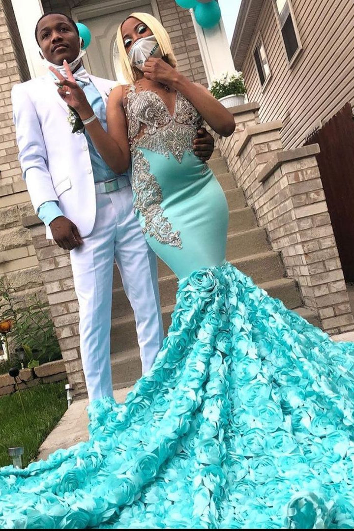 Wide Strap Sweetheart Chiffon Mermaid Prom Dress Sequins Long
