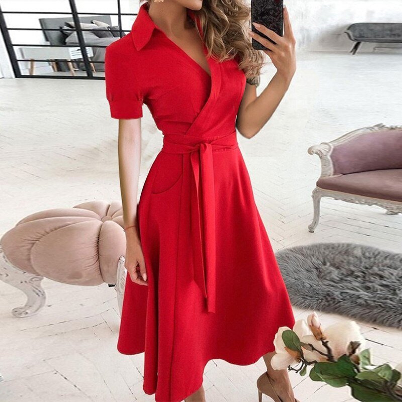 Lucía Effortless a Line Tie Dress Elevated Occasion Wear