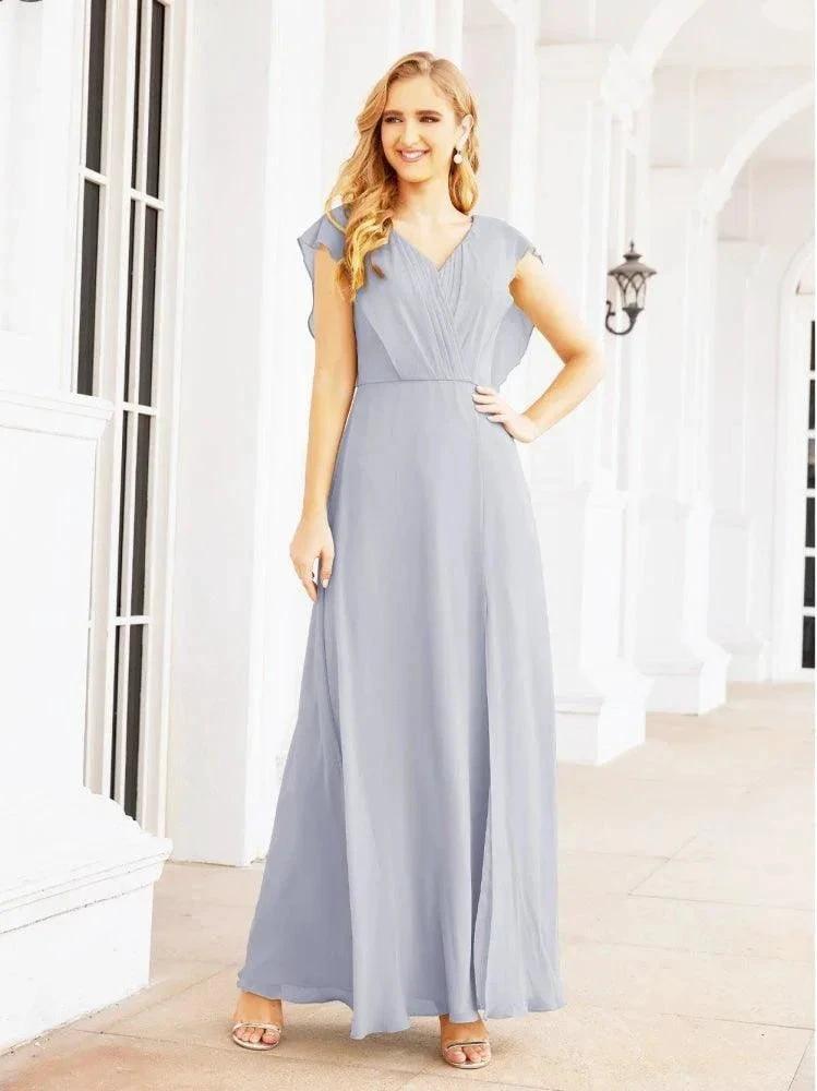 Women's Bridesmaid Dresses Chiffon Cape Formal Evening Party Prom Dress Open Back Gowns for Wedding Guests SEA28058 by numbersea