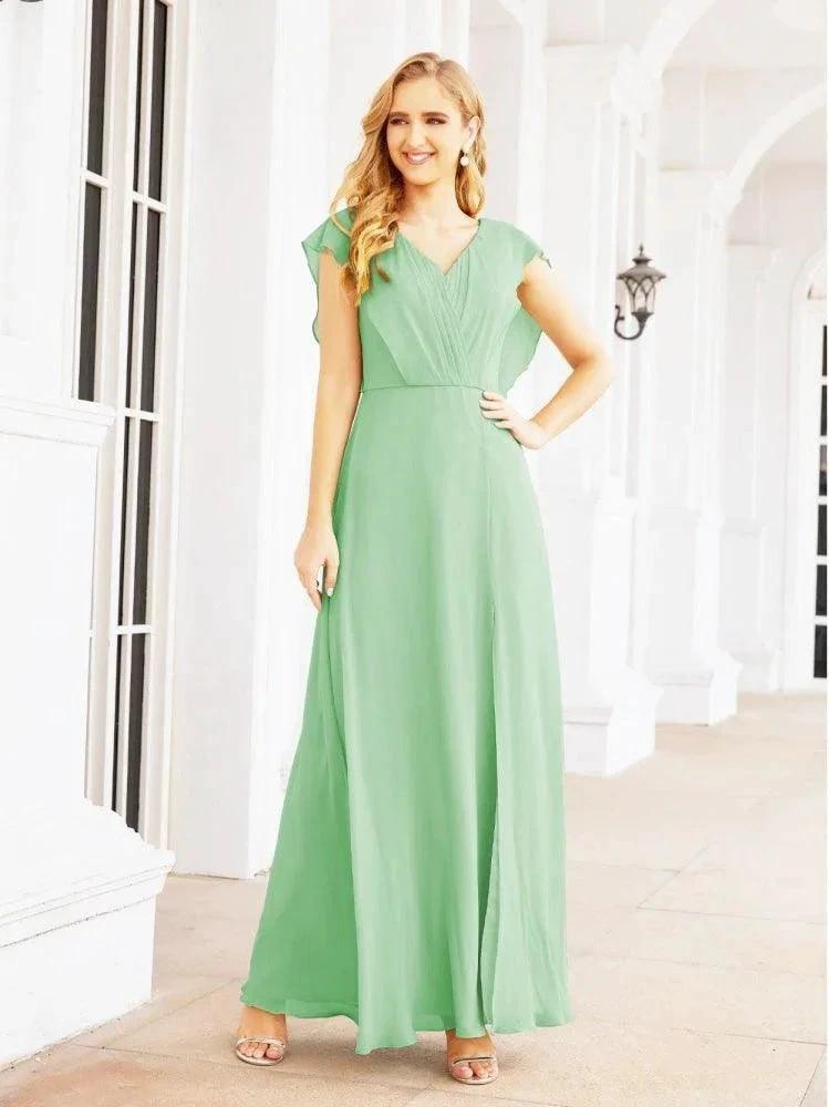 Women's Bridesmaid Dresses Chiffon Cape Formal Evening Party Prom Dress Open Back Gowns for Wedding Guests SEA28058 by numbersea