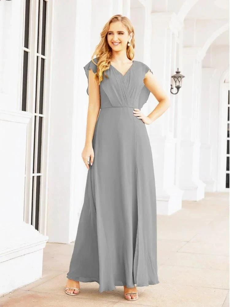 Women's Bridesmaid Dresses Chiffon Cape Formal Evening Party Prom Dress Open Back Gowns for Wedding Guests SEA28058 by numbersea