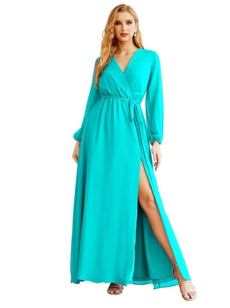 Women's Chiffon Bridesmaid Dress A line Long Sleeves Formal Evening Prom Gown for Wedding Guest SEA28032 by numbersea