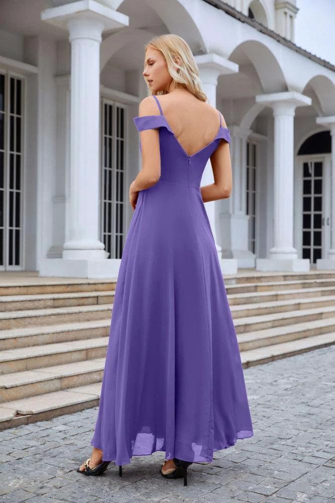 Women's thin strap off the shoulder bridesmaid mopping the floor evening dress 28093 (ZD17015)