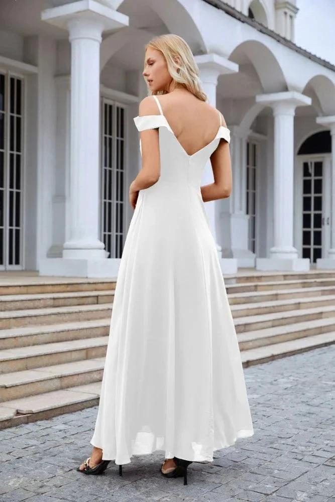 Women's thin strap off the shoulder bridesmaid mopping the floor evening dress 28093 (ZD17015)