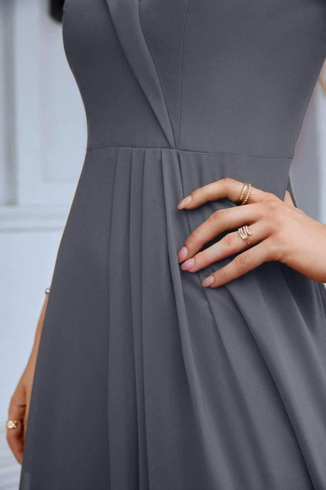 Women's thin strap off the shoulder bridesmaid mopping the floor evening dress 28093 (ZD17015)