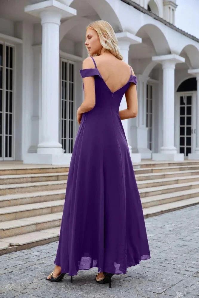 Women's thin strap off the shoulder bridesmaid mopping the floor evening dress 28093 (ZD17015)
