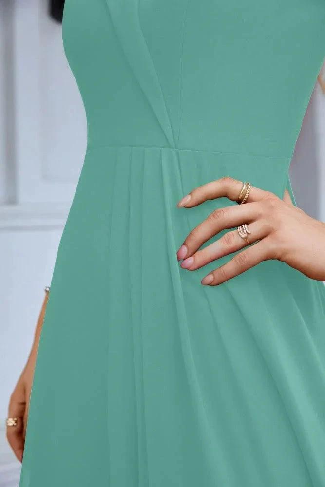 Women's thin strap off the shoulder bridesmaid mopping the floor evening dress 28093 (ZD17015)