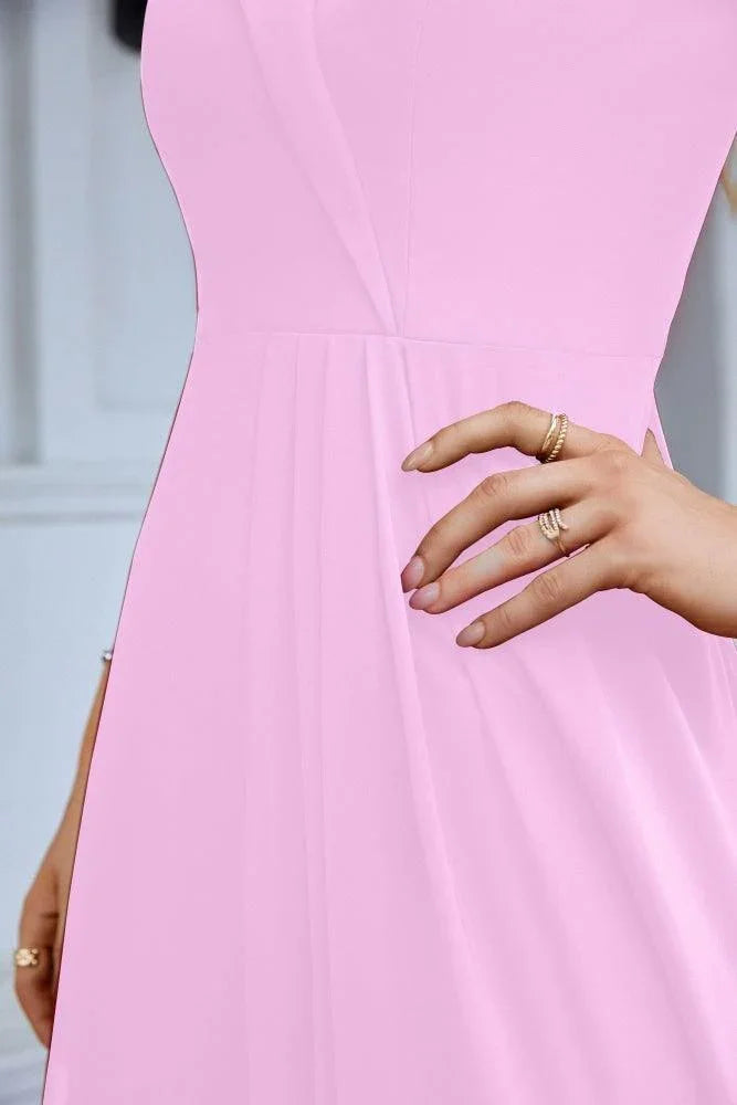 Women's thin strap off the shoulder bridesmaid mopping the floor evening dress 28093 (ZD17015)