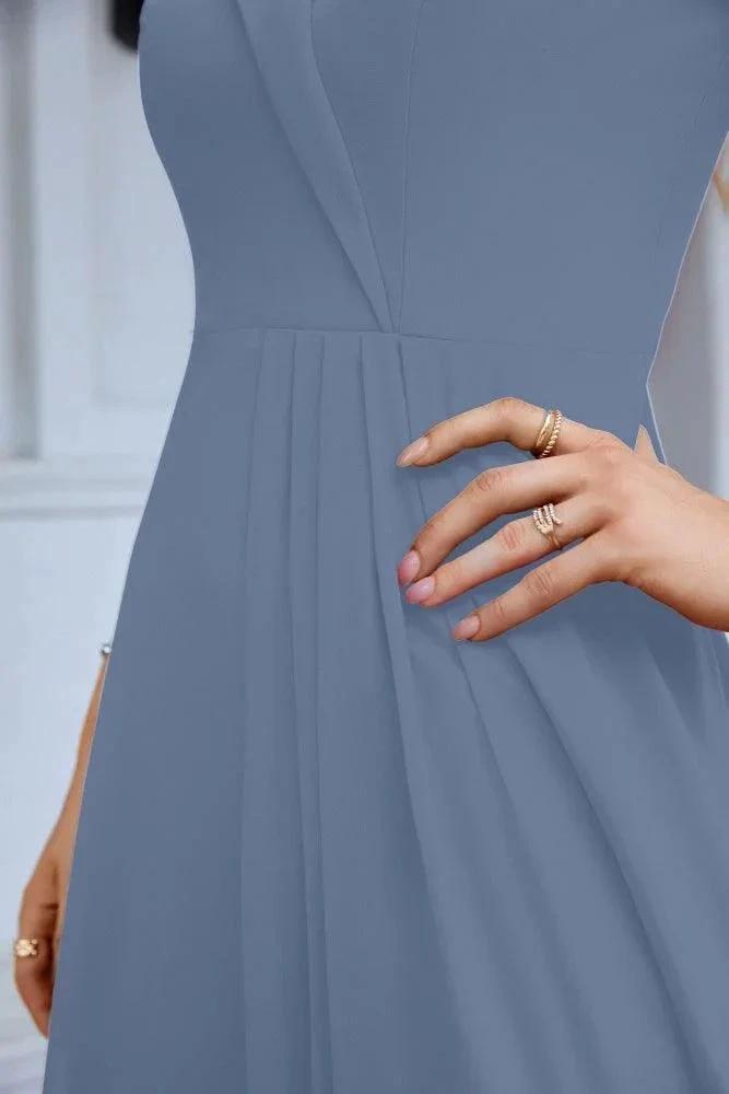 Women's thin strap off the shoulder bridesmaid mopping the floor evening dress 28093 (ZD17015)