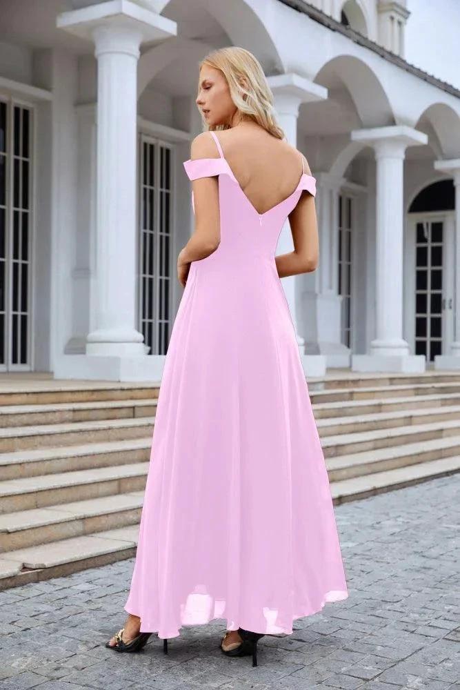 Women's thin strap off the shoulder bridesmaid mopping the floor evening dress 28093 (ZD17015)