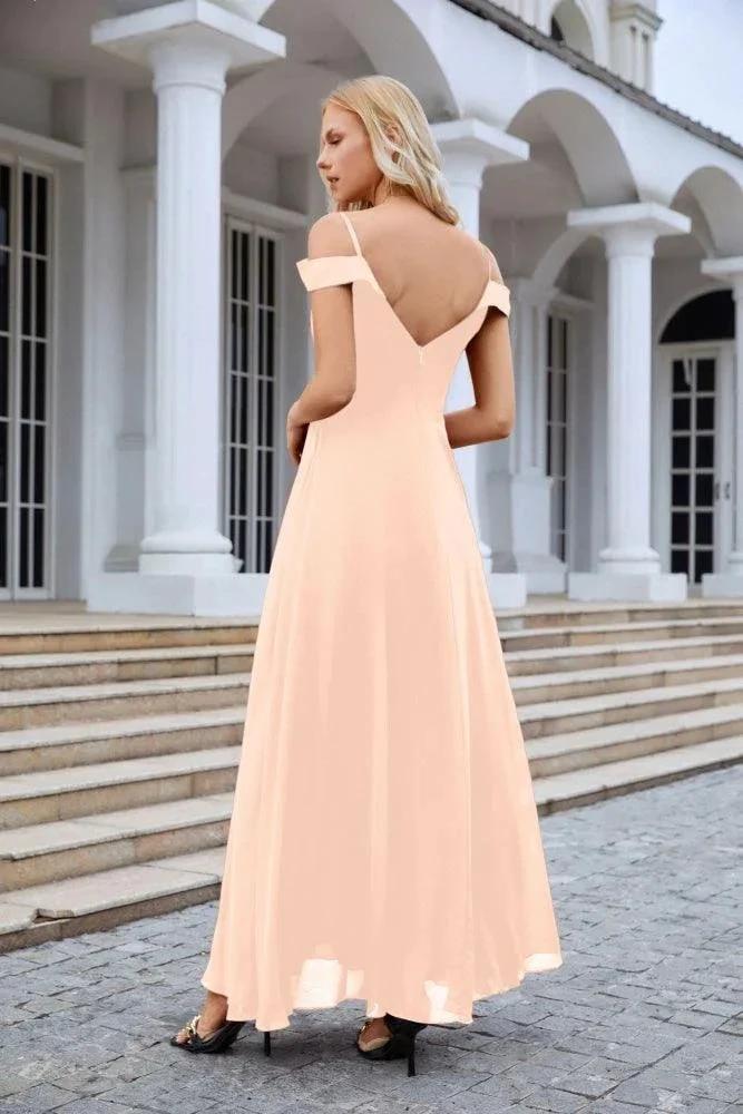 Women's thin strap off the shoulder bridesmaid mopping the floor evening dress 28093 (ZD17015)