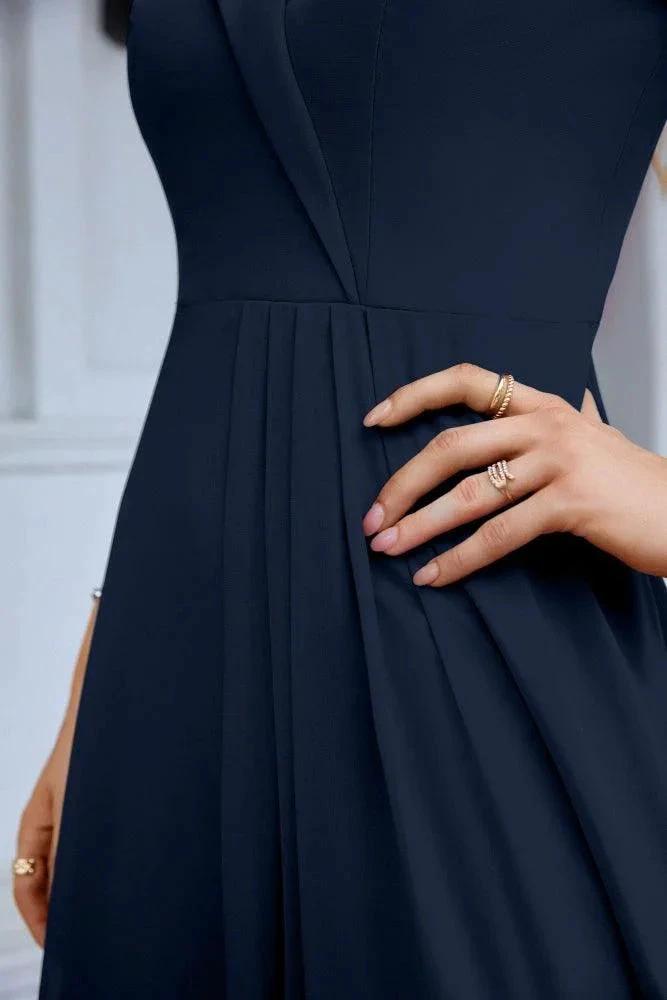 Women's thin strap off the shoulder bridesmaid mopping the floor evening dress 28093 (ZD17015)