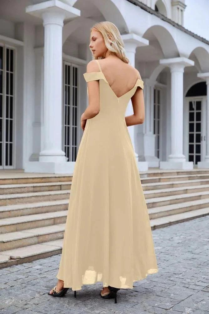 Women's thin strap off the shoulder bridesmaid mopping the floor evening dress 28093 (ZD17015)