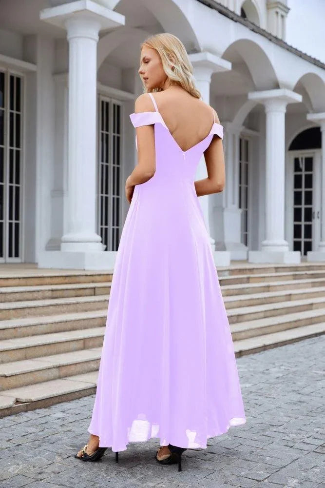 Women's thin strap off the shoulder bridesmaid mopping the floor evening dress 28093 (ZD17015)