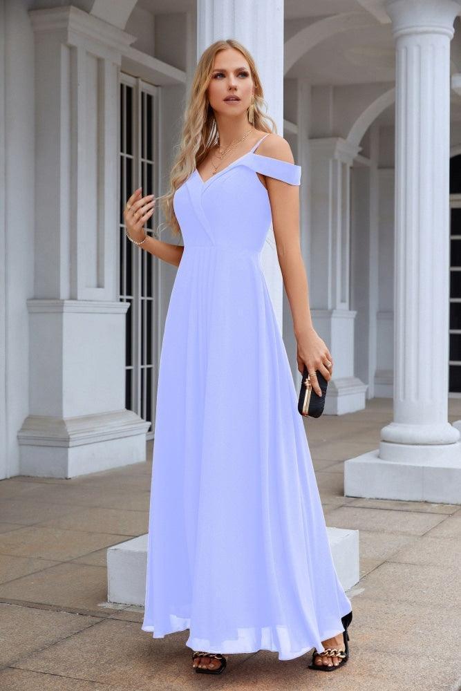 Women's thin strap off the shoulder bridesmaid mopping the floor evening dress 28093 (ZD17015)