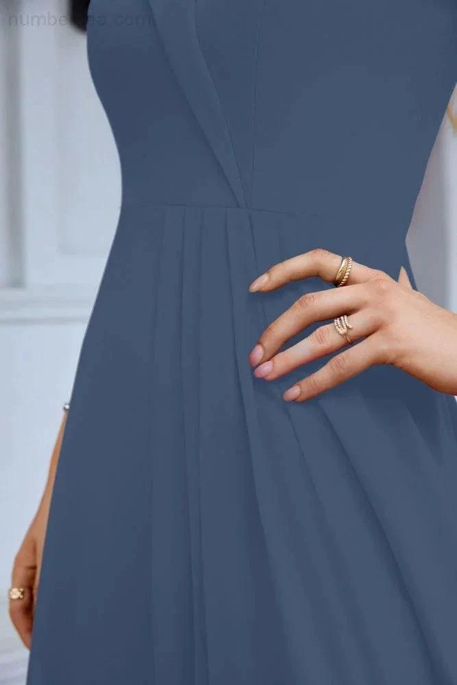 Women's thin strap off the shoulder bridesmaid mopping the floor evening dress 28093 (ZD17015)