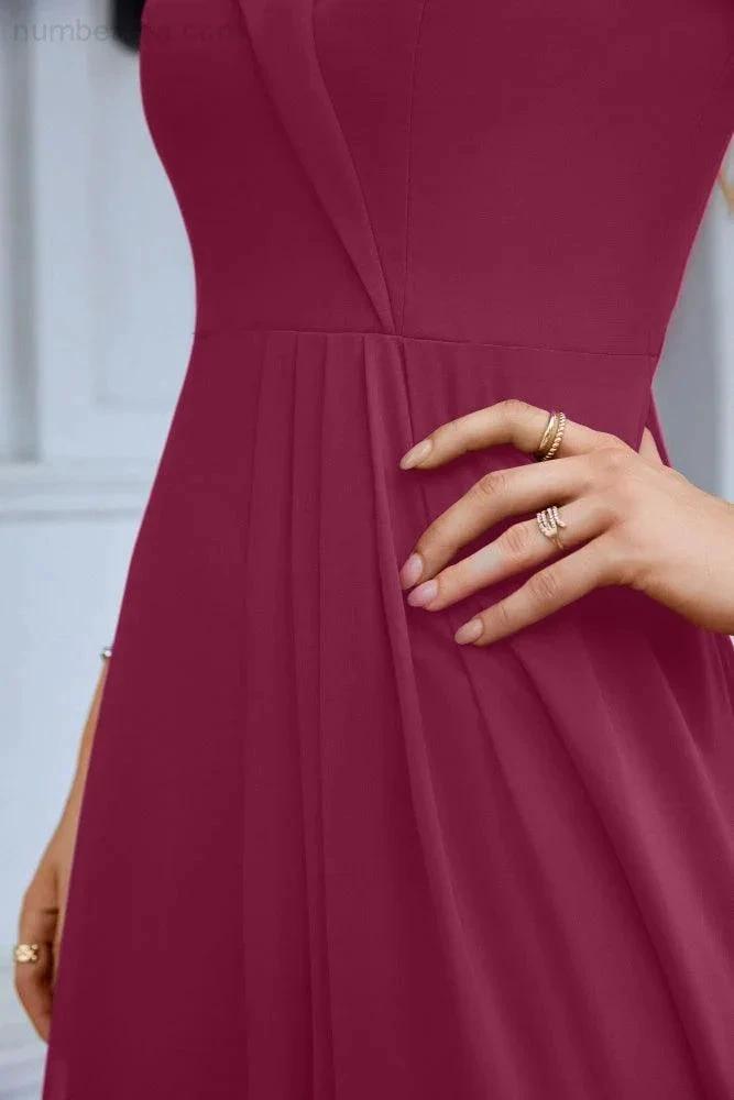 Women's thin strap off the shoulder bridesmaid mopping the floor evening dress 28093 (ZD17015)