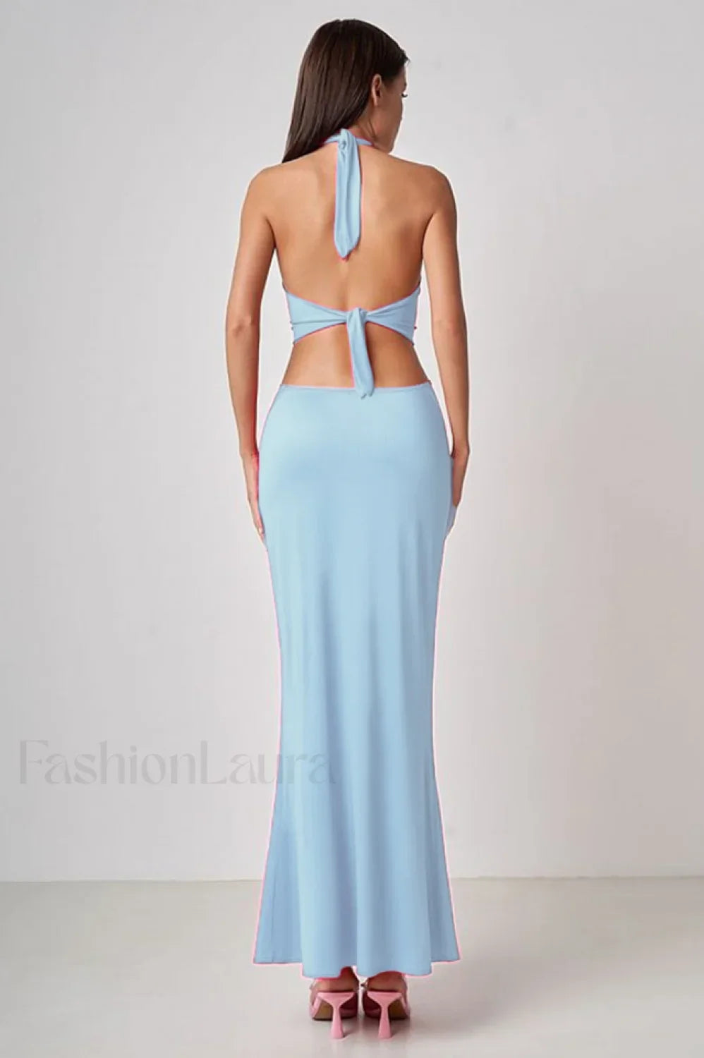 Wrap Front Cutout Charming Backless Maxi Dress