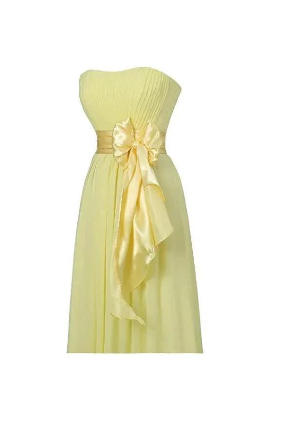 Yellow Sweetheart Bridesmaid Chiffon Prom Dresses Long Evening Gowns (ZD13185)