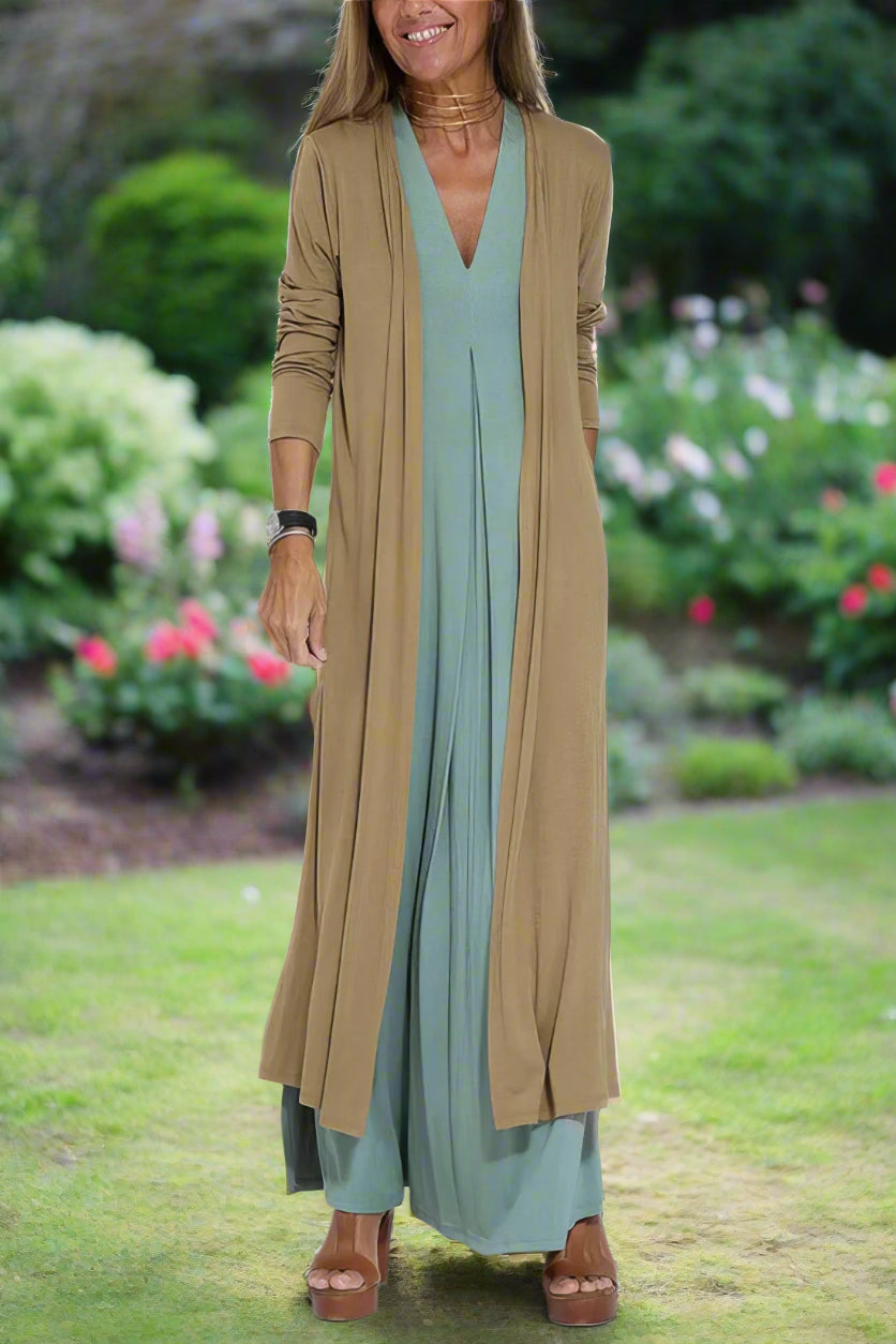 Vania Premium Luxurious Long Dress with Matching Cardigan Boutique Collection