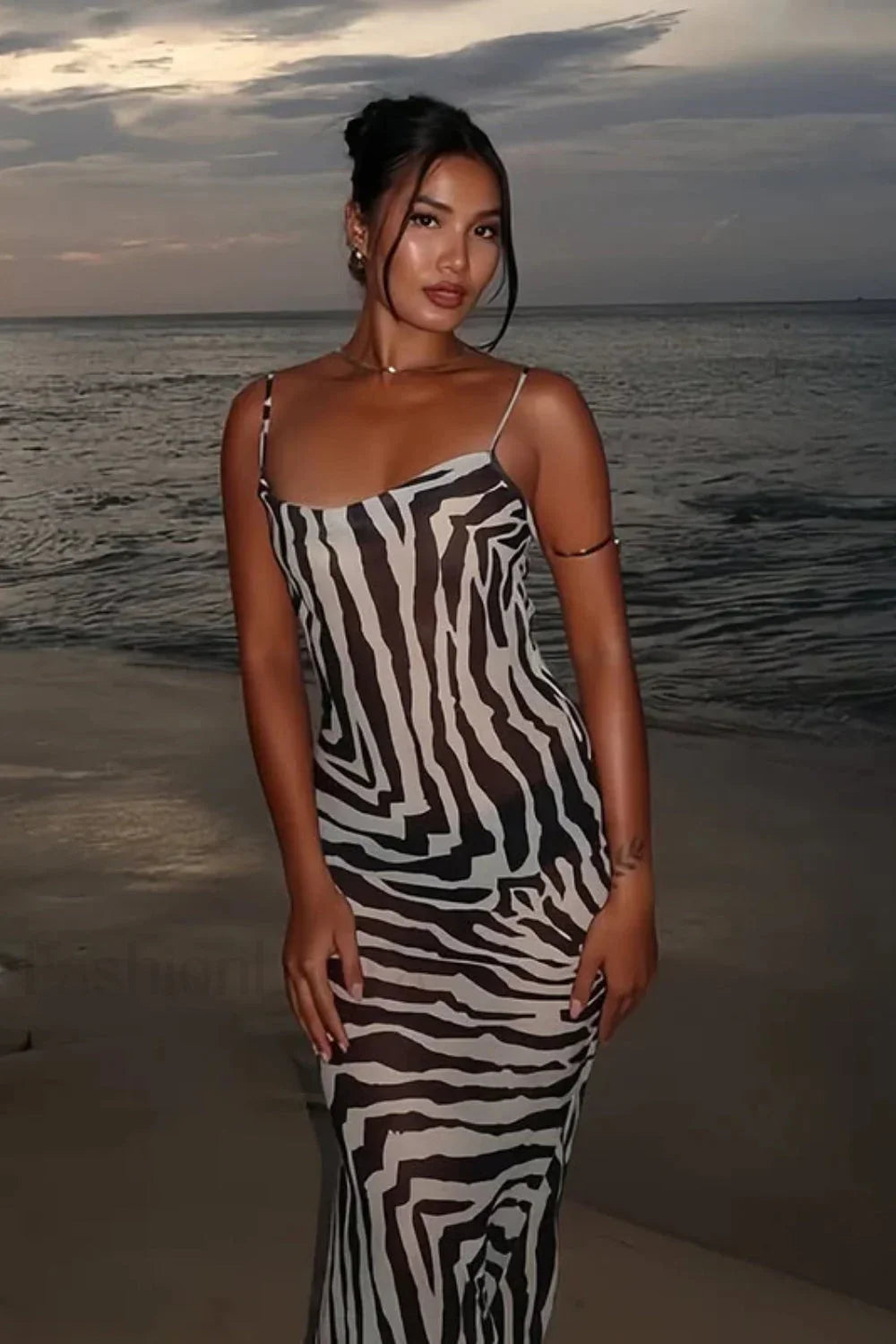 Zebra Print Backless Dress with Relaxed Everyday Styling