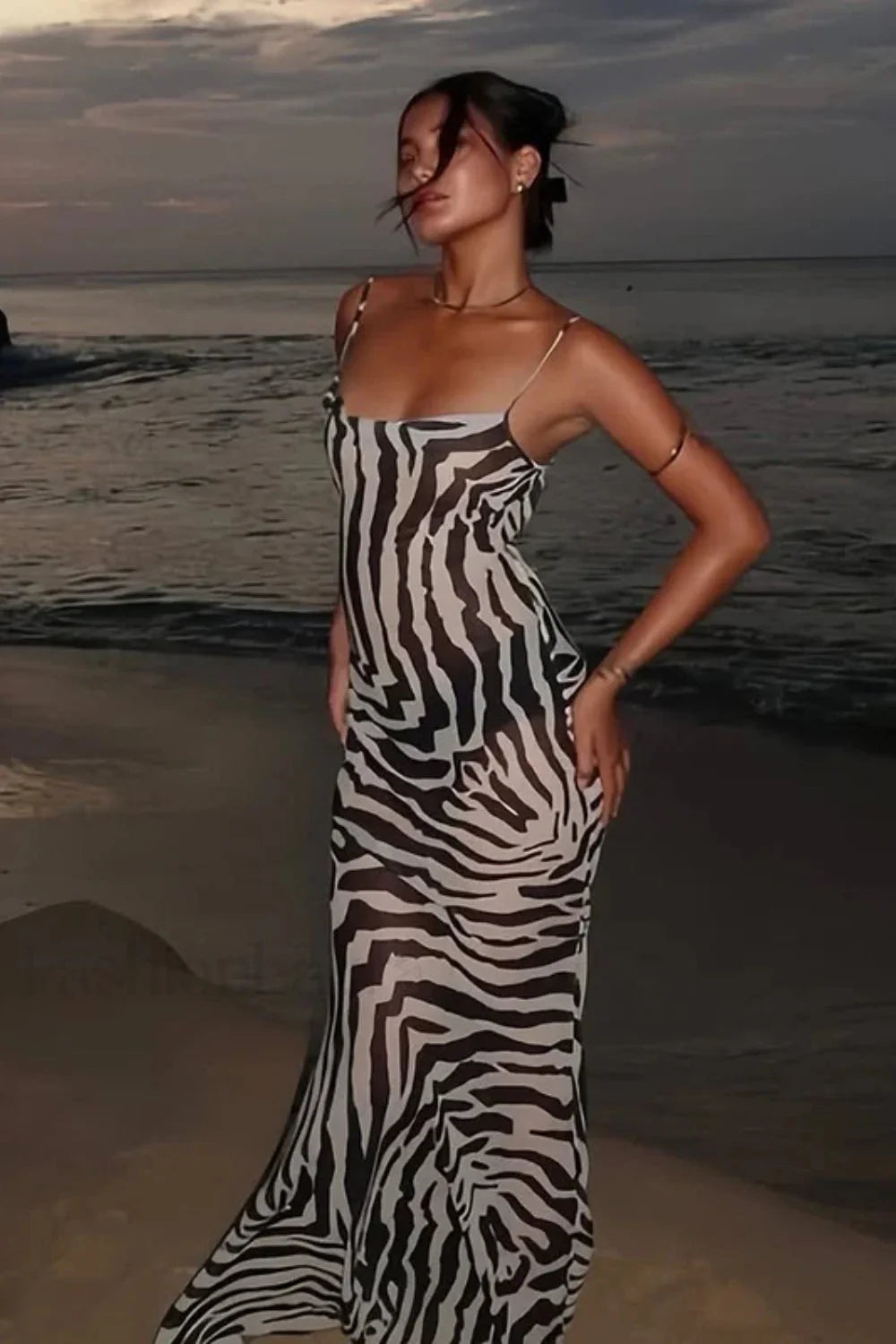 Zebra Print Backless Dress with Relaxed Everyday Styling