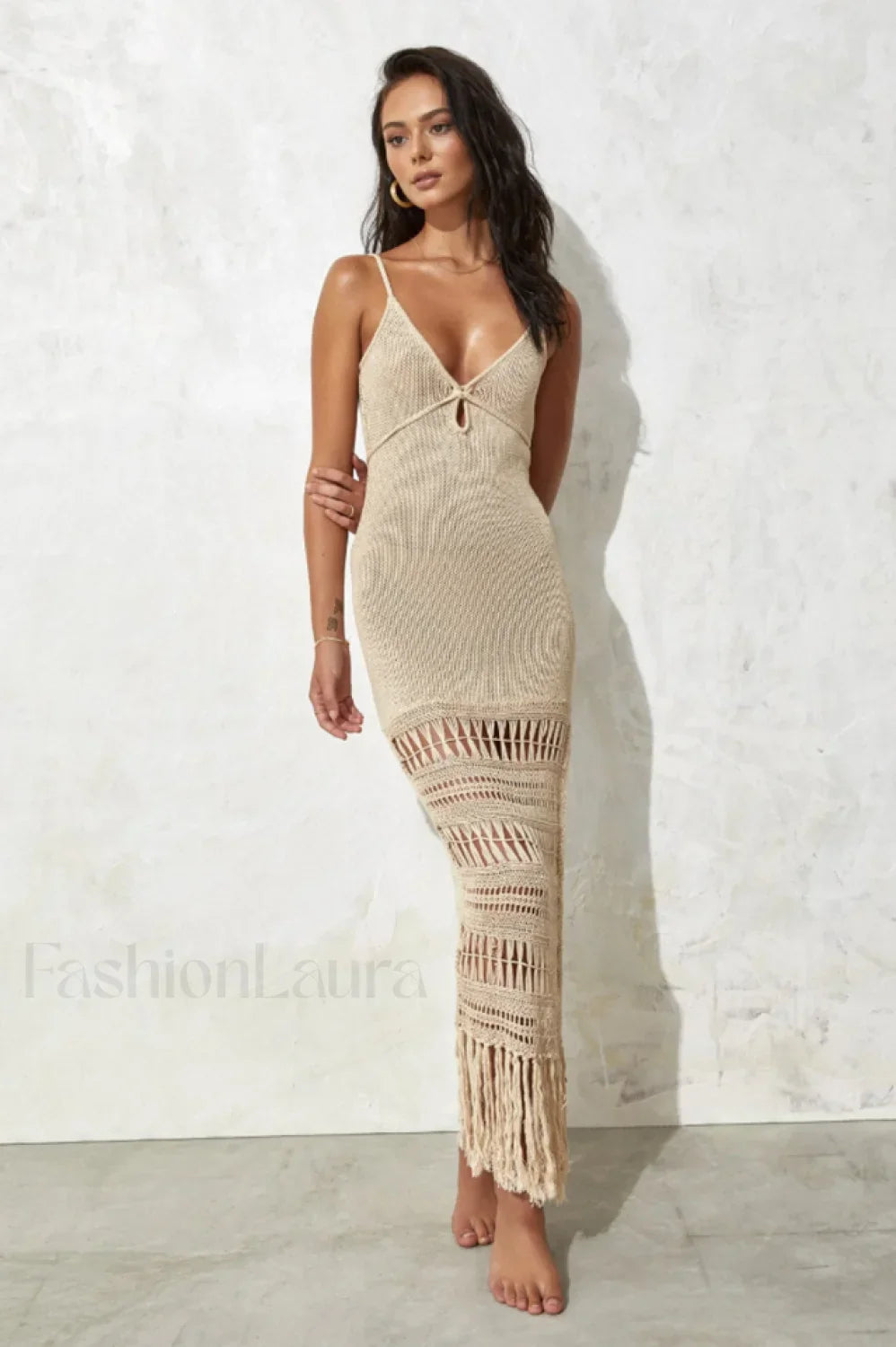 Zuri Maxi Stylish Cover Up Dress S / Stone