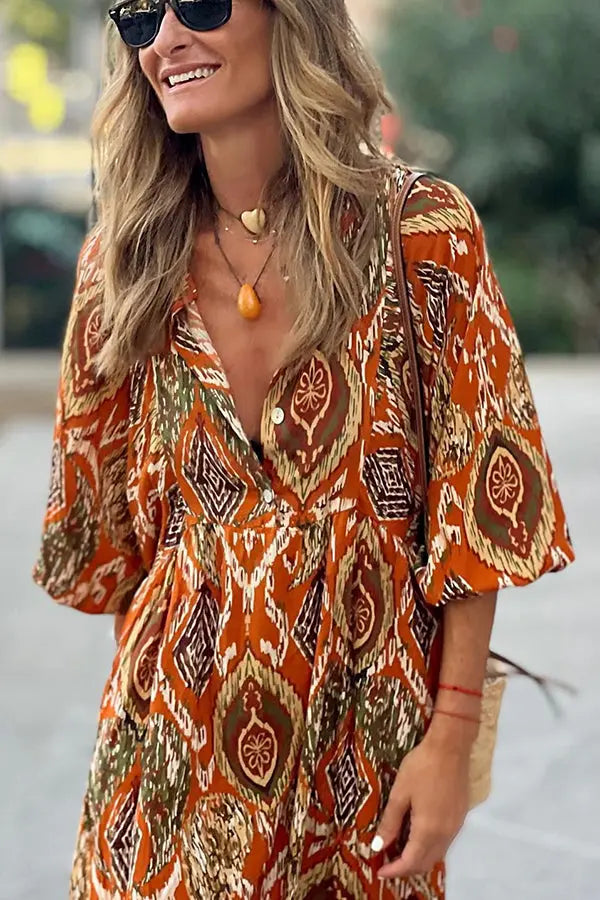 So 70's Multi Print Drape Maxi Dress - Fashionpara