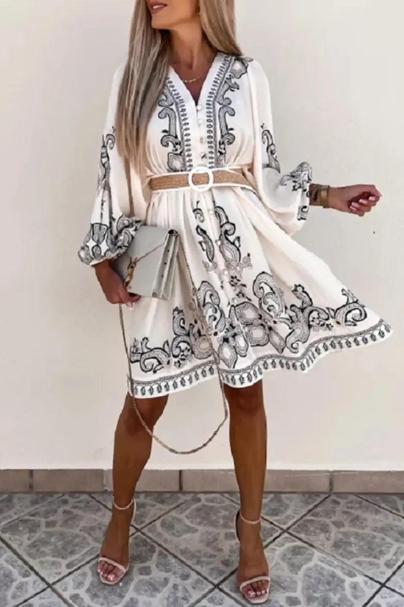 Much Respect Printed Button Mini Dress - Fashionpara