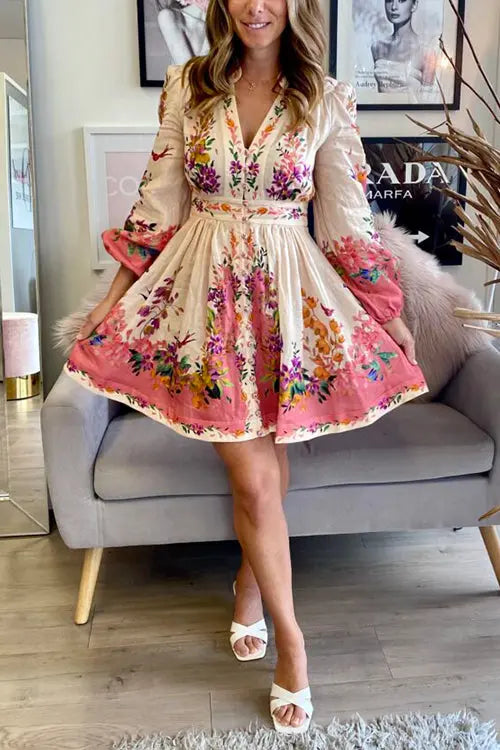 Much Respect Printed Button Mini Dress - Fashionpara