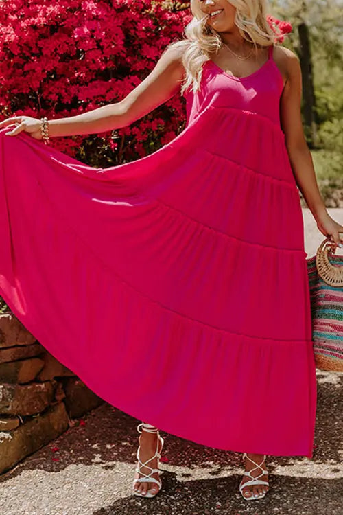 Tiered Pockets Slip Maxi Dress - Fashionpara