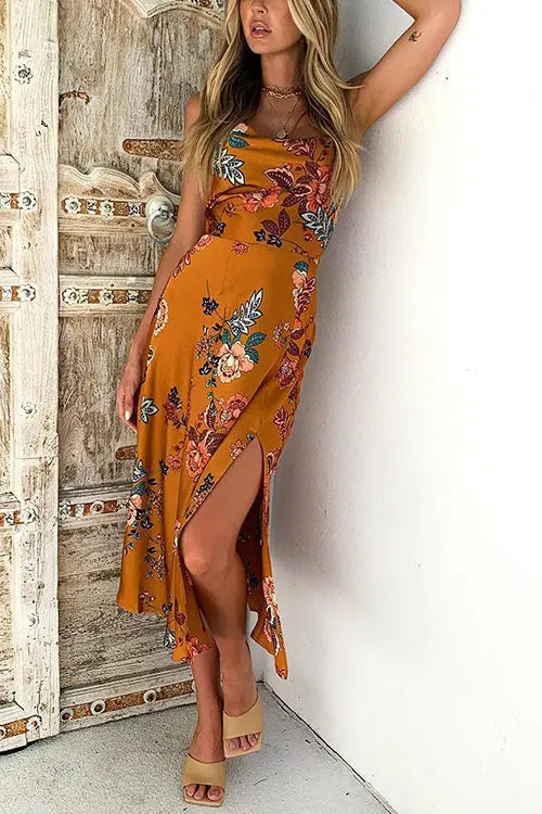 Pleated Bust SlitSlip Dress - Fashionpara