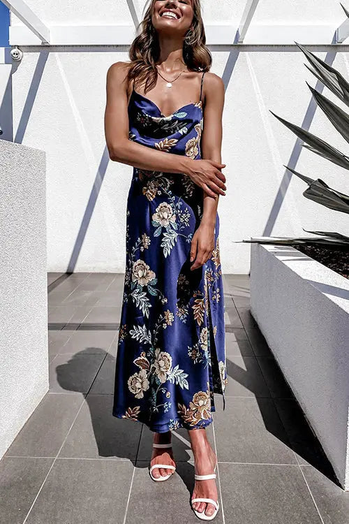 Pleated Bust SlitSlip Dress - Fashionpara