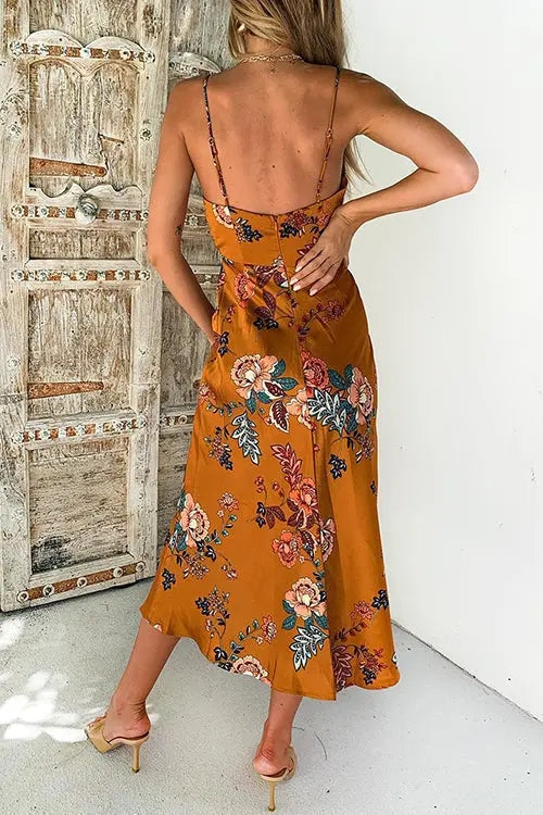 Pleated Bust SlitSlip Dress - Fashionpara