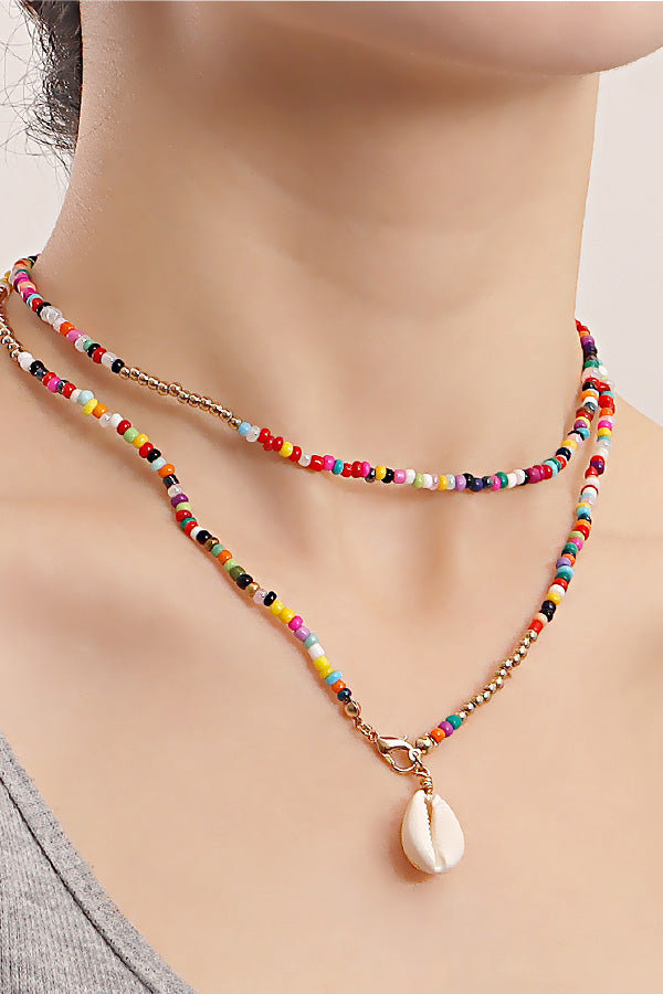 Double Layer  Colorful Pearl Shell Necklace