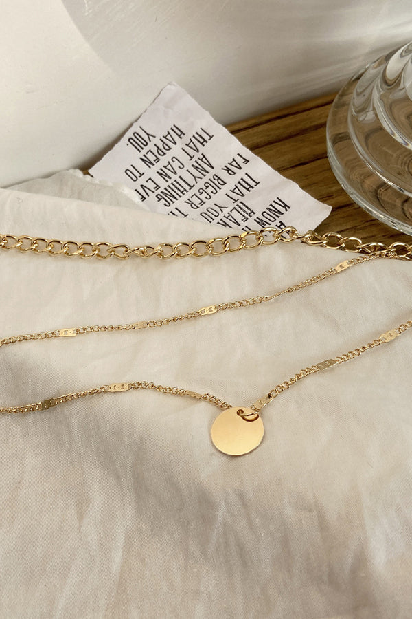Ins Style Disc Charm Layered Necklace
