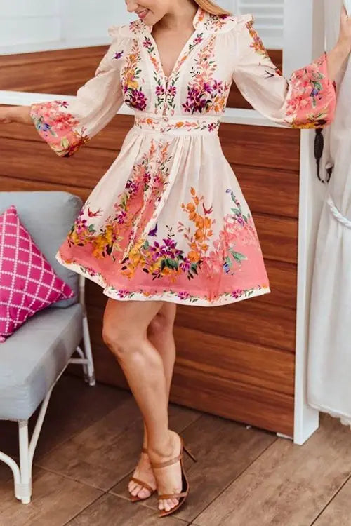 Much Respect Printed Button Mini Dress - Fashionpara