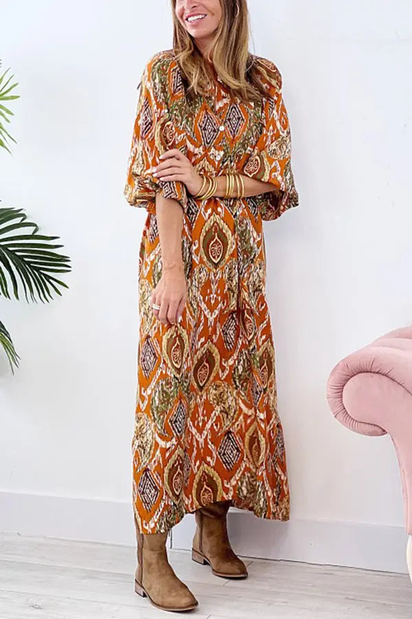 So 70's Multi Print Drape Maxi Dress - Fashionpara
