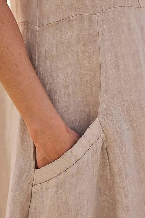 O Neck Pocket Sleeveless Maxi Dress - Fashionpara