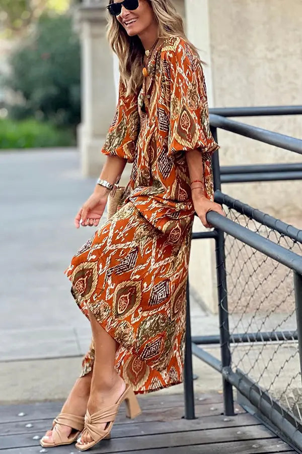 So 70's Multi Print Drape Maxi Dress - Fashionpara
