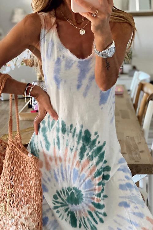 Tie Dye Sleeveless Maxi Dress - Fashionpara